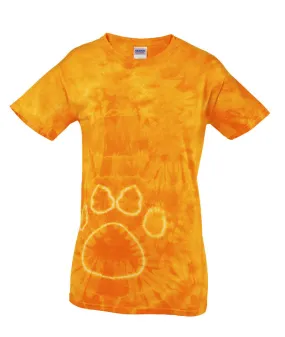 gildan tie-dye adult pawprints tee - gold (2xl)