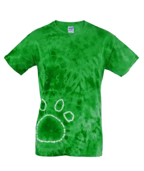 gildan tie-dye adult pawprints tee - kelly (l)