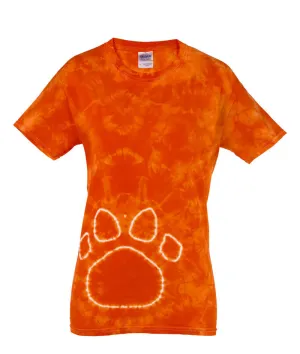 gildan tie-dye adult pawprints tee - orange (3xl)