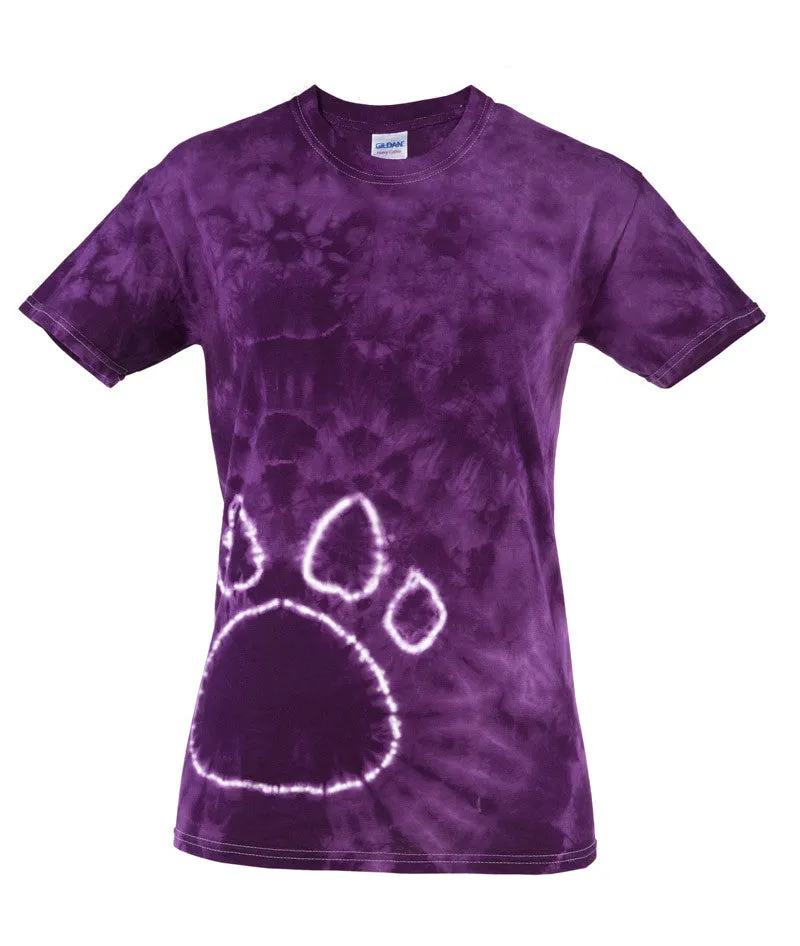 gildan tie-dye adult pawprints tee - purple (2xl)