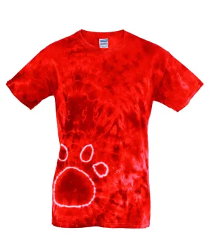 gildan tie-dye adult pawprints tee - red (2xl)