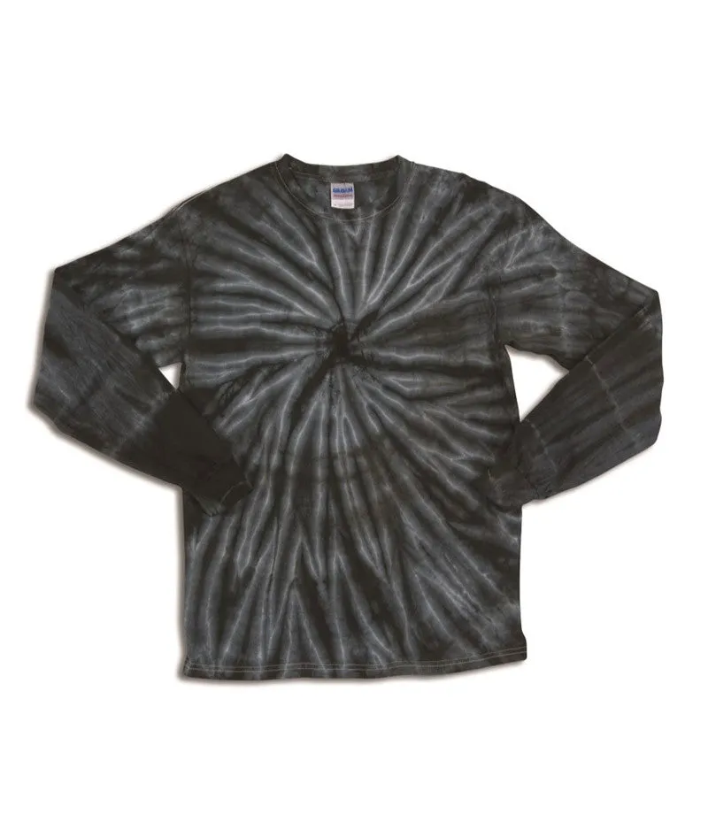 gildan tie-dye youth one-color long-sleeve cyclone tee - black (s)