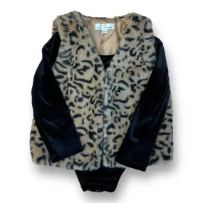 Girls Bailey's Blossoms Size 2T Faux Fur Vest & Velvet Bodysuit