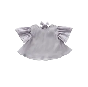 Girls Organza Layered Flared Top  | Grey