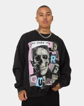 Goat Crew Earfquake Skull Vintage Crewneck Black Wash