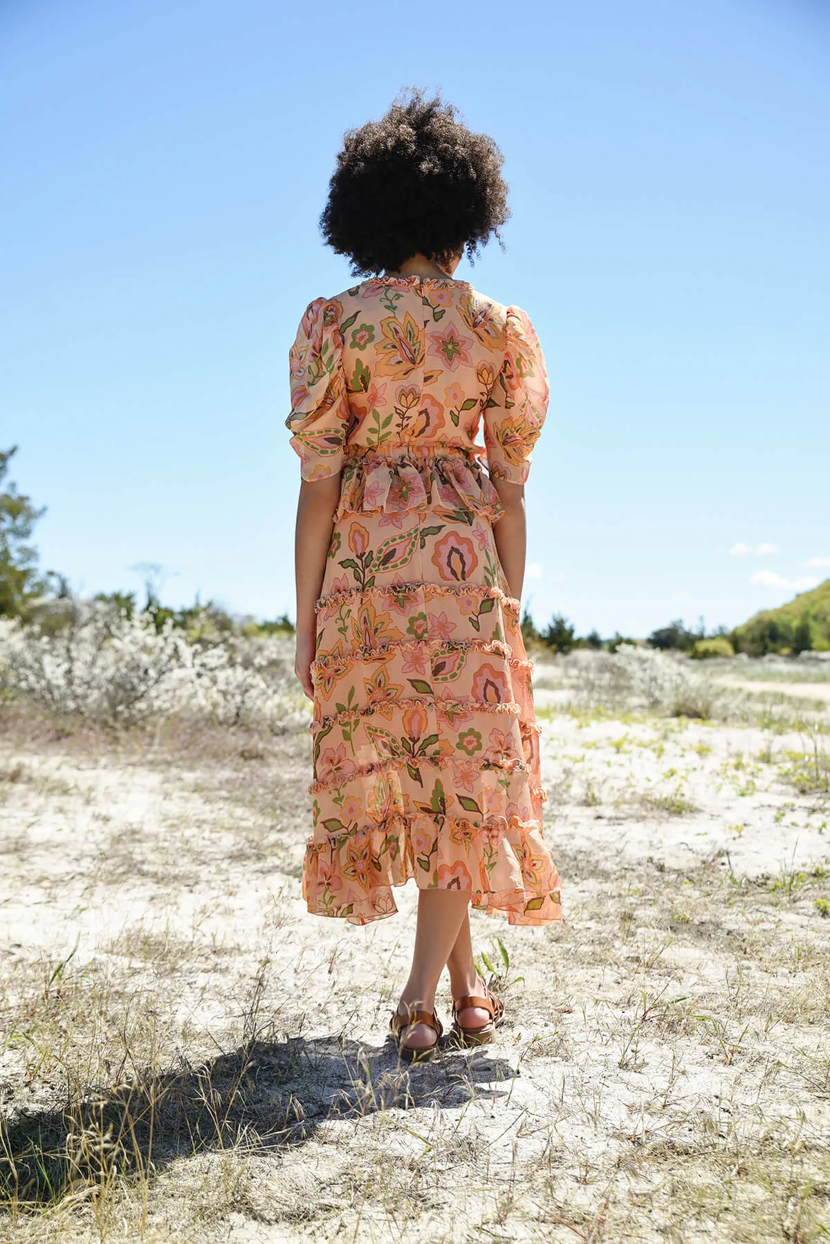 Gold Garden Metallic Midi Dress