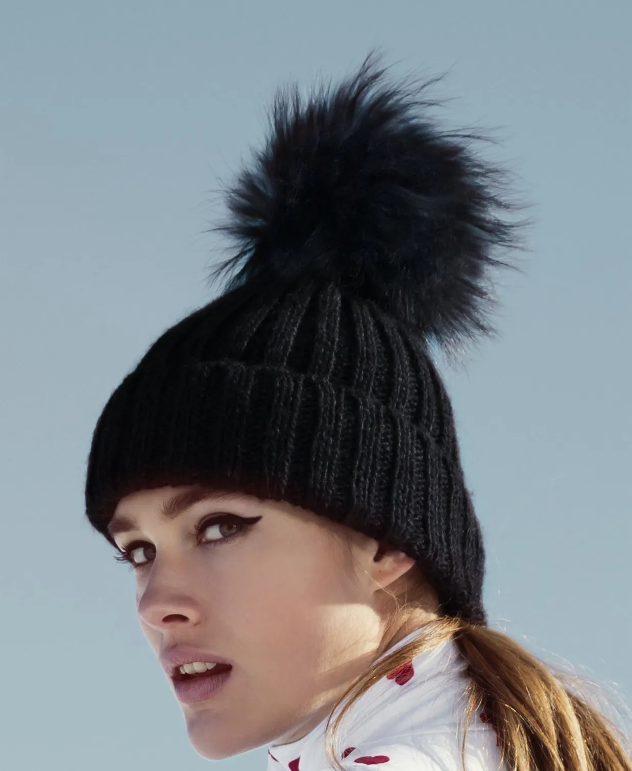 Goldbergh Una Black Fur Pom Pom Hat