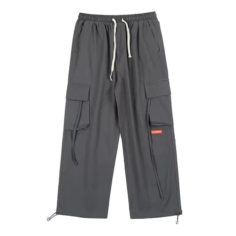 Grey Wide Leg Cargo Trousers