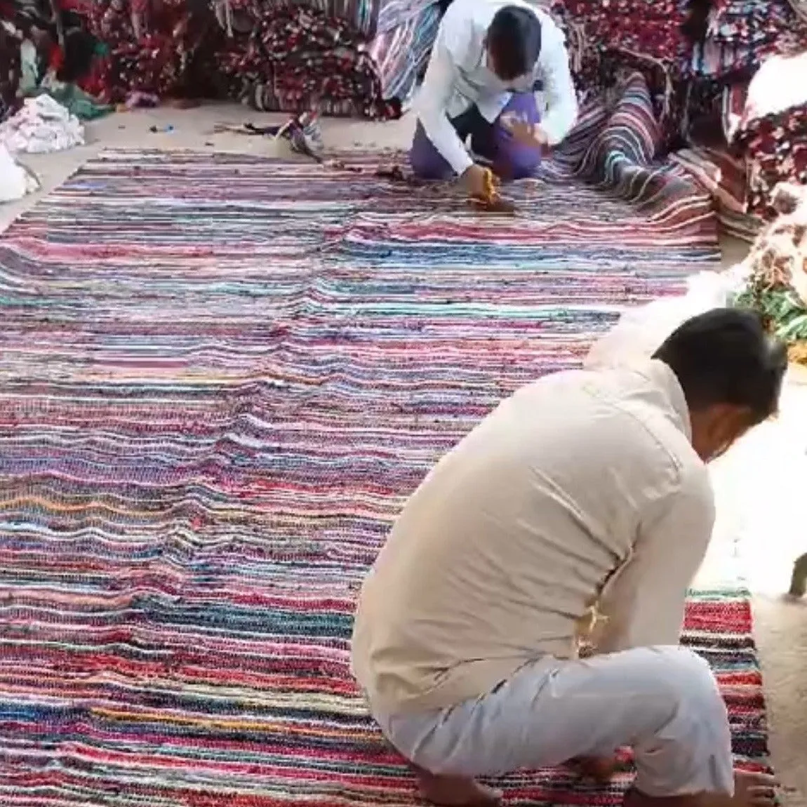 Half Moon Indian Rag Rug Flooring