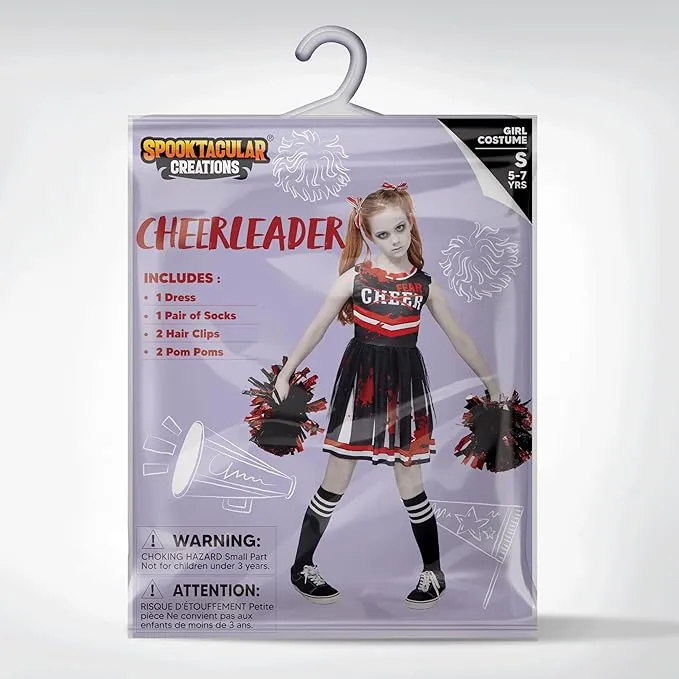 Halloween Cheerleader Costume for Girls, Kids Zombie Cheerleader Outfit