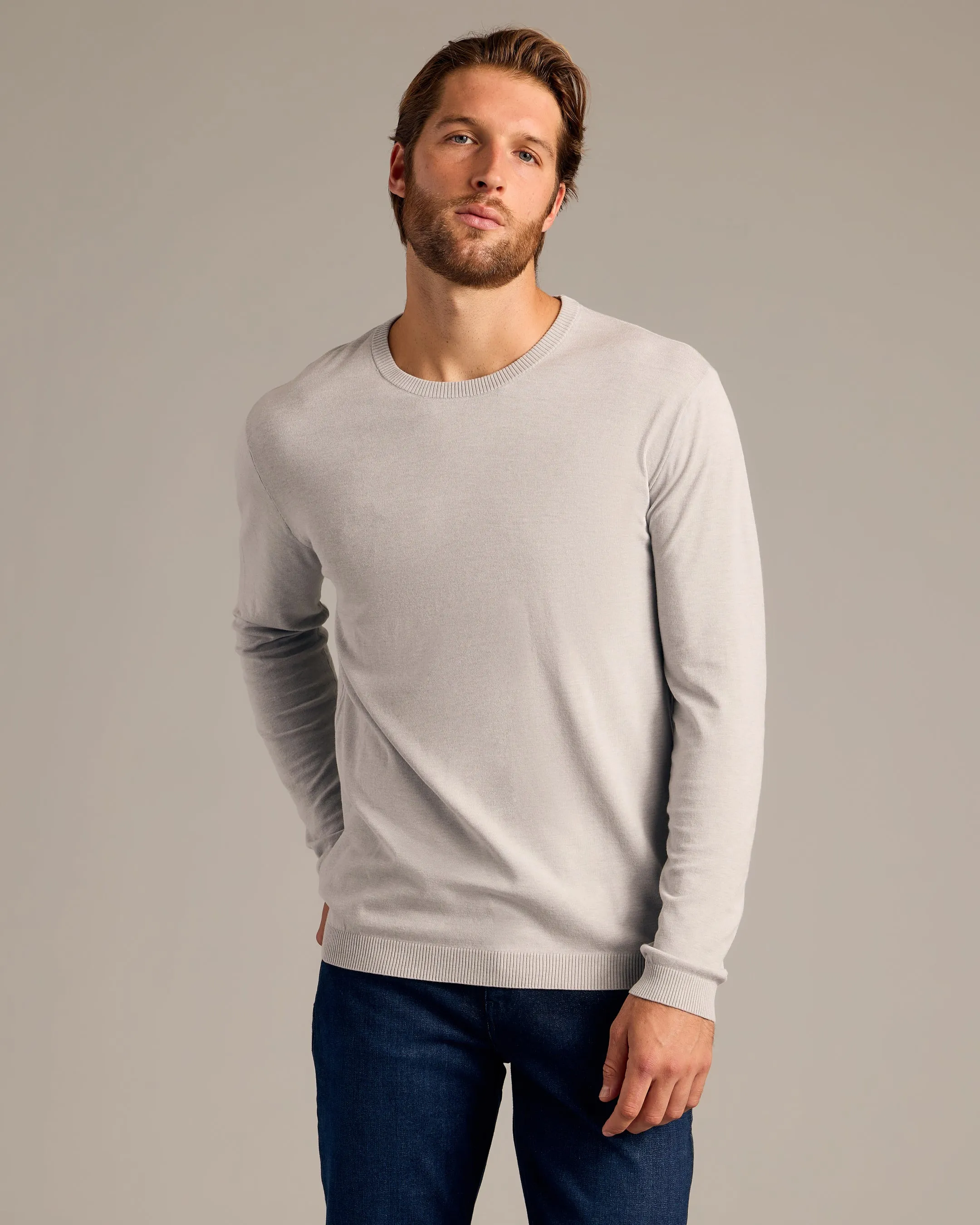 Heather Gray Dressy Crew Neck Sweater