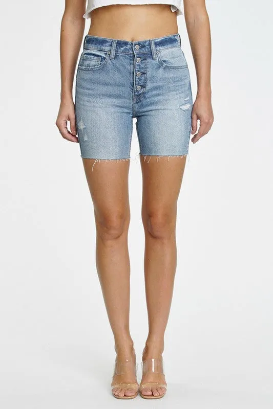 High Rise Biker Denim Short