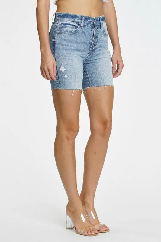 High Rise Biker Denim Short