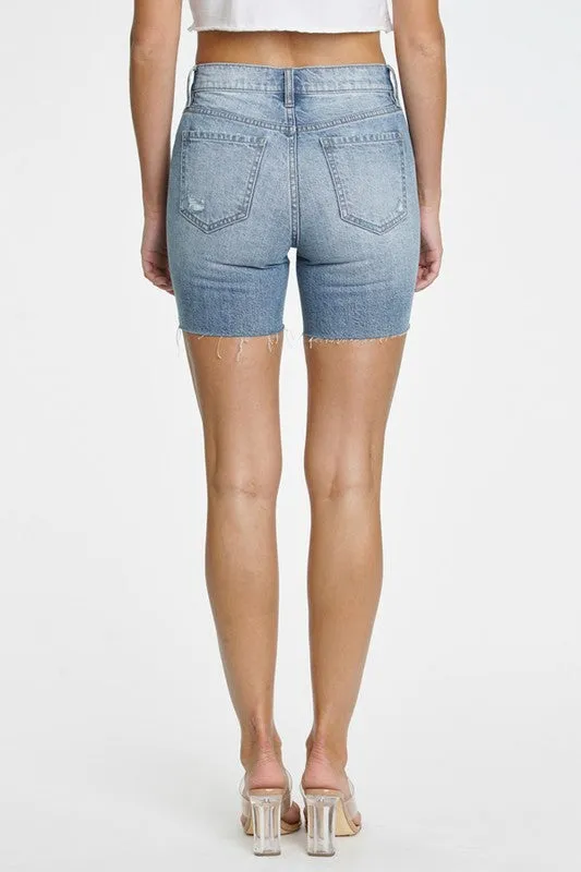 High Rise Biker Denim Short