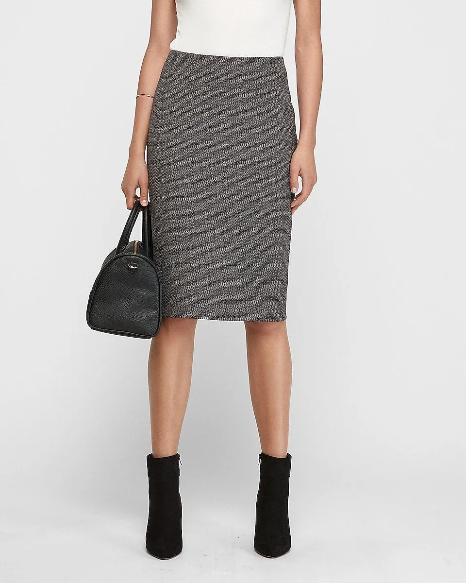 High Waisted Clean Tweed Pencil Skirt in Multi