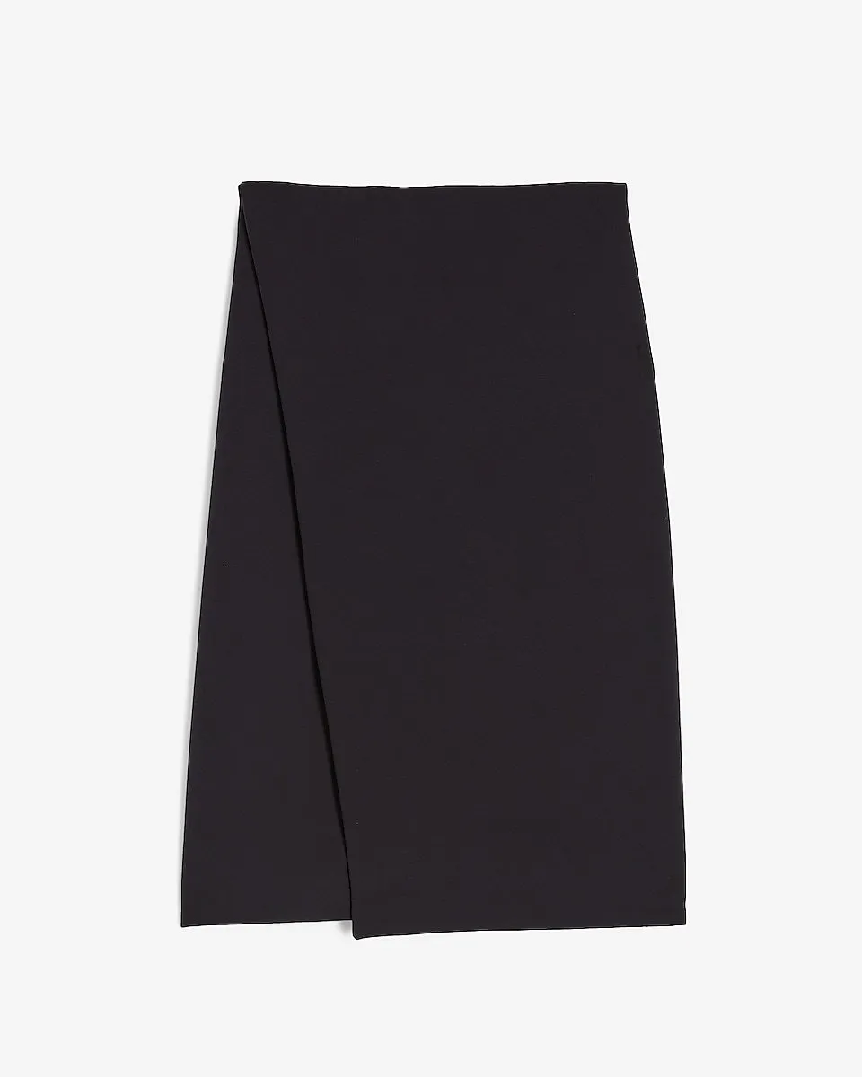 High Waisted Supersoft Wrap Front Pencil Skirt in Navy Blue