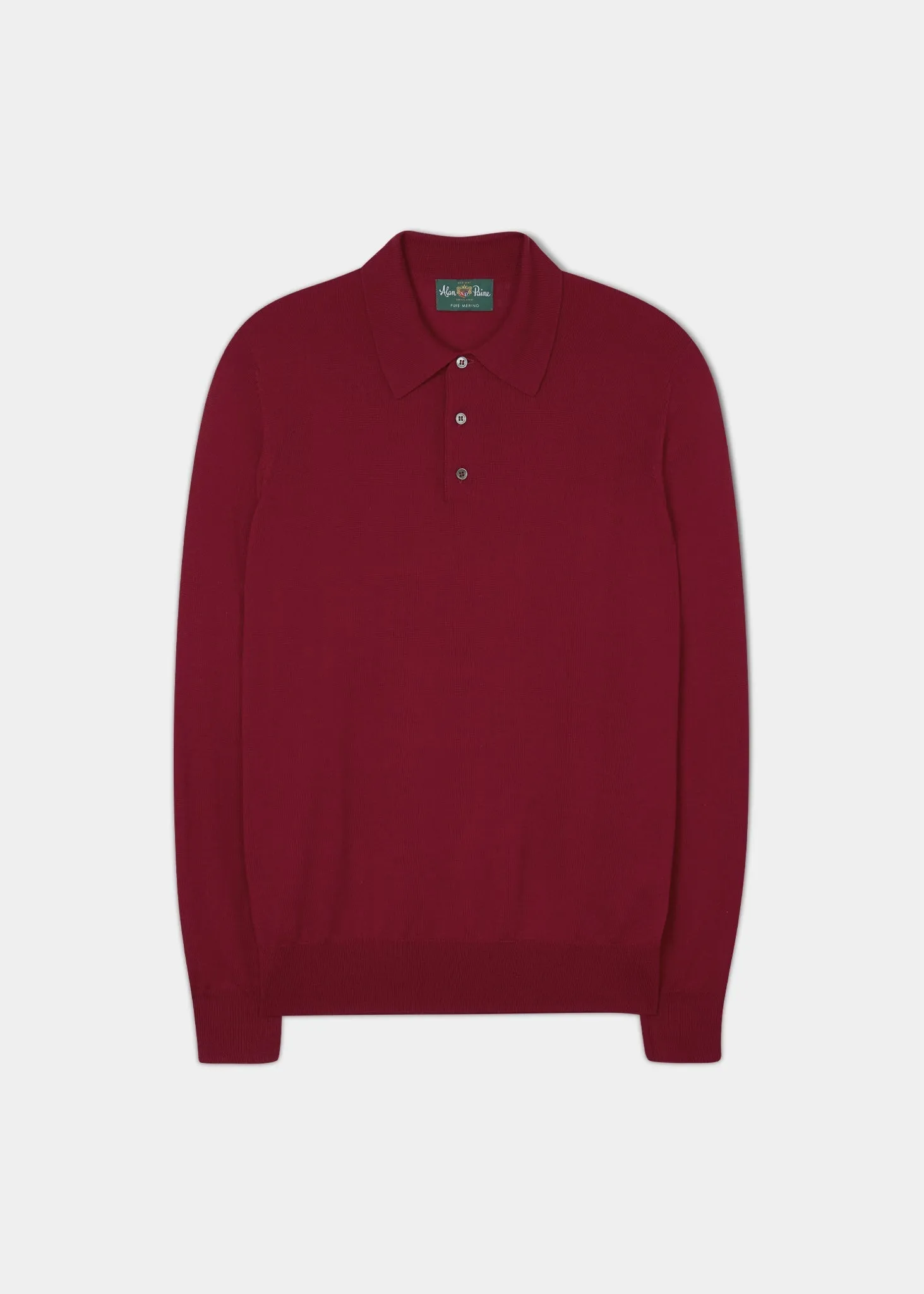 Hindhead Men's Merino Wool Polo Shirt in Chianti - Regular Fit