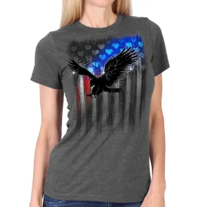 Hot Leathers GLR1572 Women's Heather Gray Bling Eagle Short Sleeve