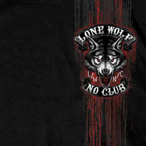 Hot Leathers GMD1343 'Jumbo Lone Wolf, No Club' Black Men's Black T-Shirt