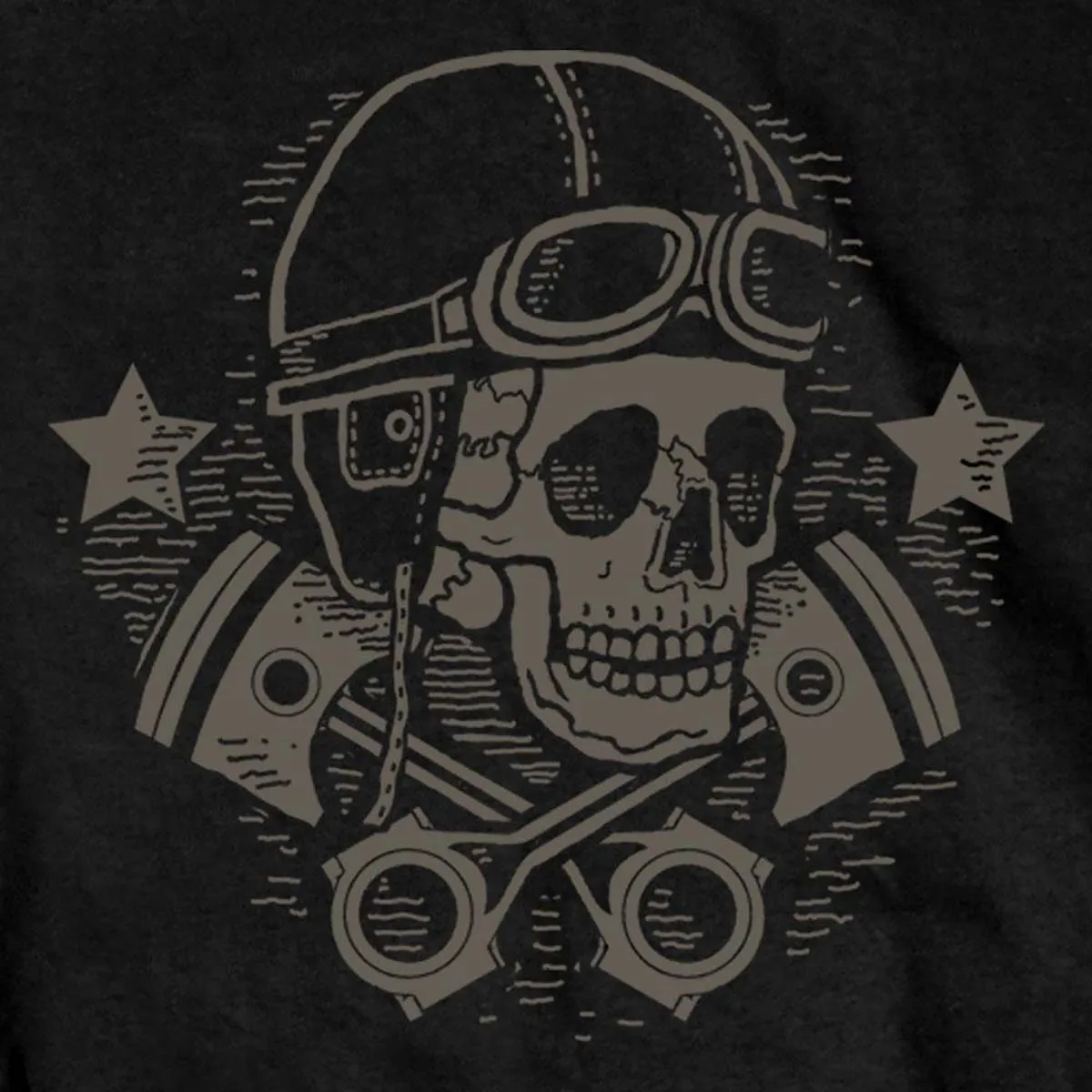 Hot Leathers GMD1418 Men's Black 'Vintage Skull and Cross Pistons' Double Sided T-Shirt