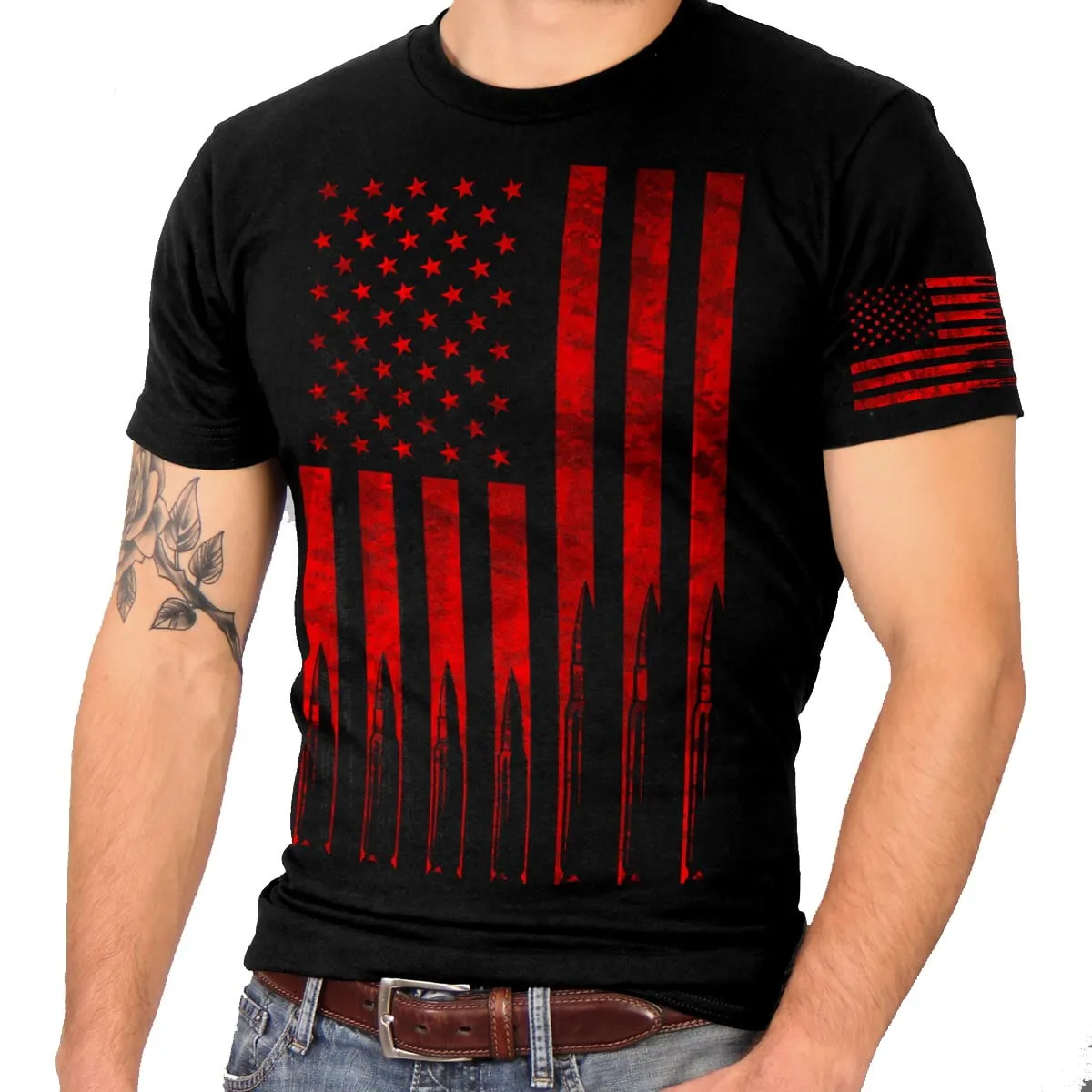 Hot Leathers GML1002 Men’s ‘American Flag Bullets’ Black T-Shirt