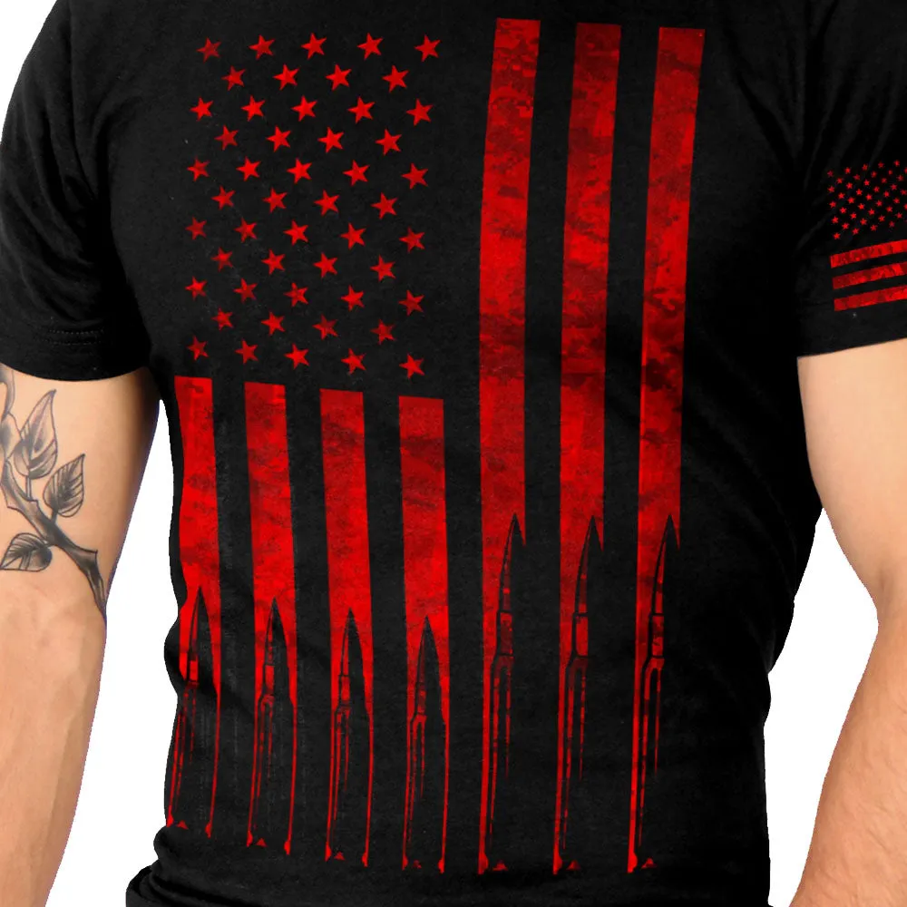 Hot Leathers GML1002 Men’s ‘American Flag Bullets’ Black T-Shirt