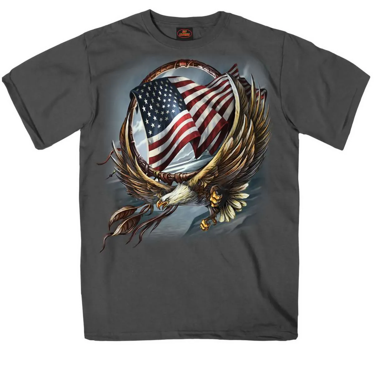 Hot Leathers GMS1427 Men’s ‘Hoop Eagle‘ Short Sleeve Charcoal T-Shirt