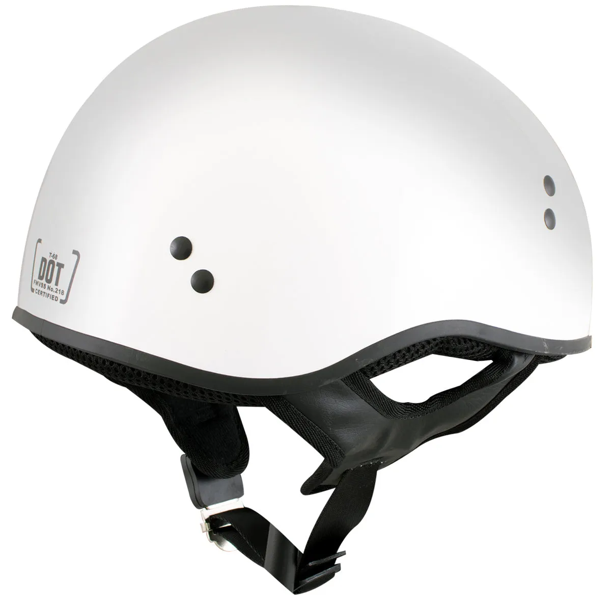 Hot Leathers HLT68 'The O.G.' Glossy White Advanced Motorcycle Skull Cap Half DOT Approved Helmet