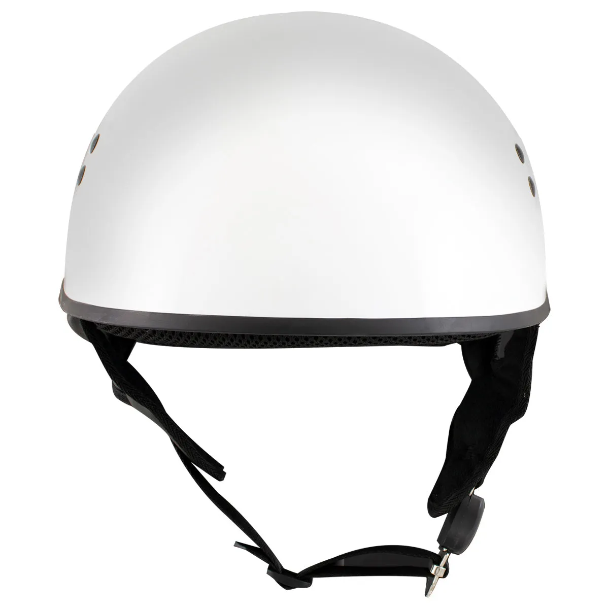 Hot Leathers HLT68 'The O.G.' Glossy White Advanced Motorcycle Skull Cap Half DOT Approved Helmet