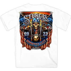 Hot Leathers SPB1071 Men’s White 2023 Sturgis # 1 Design America T-Shirt