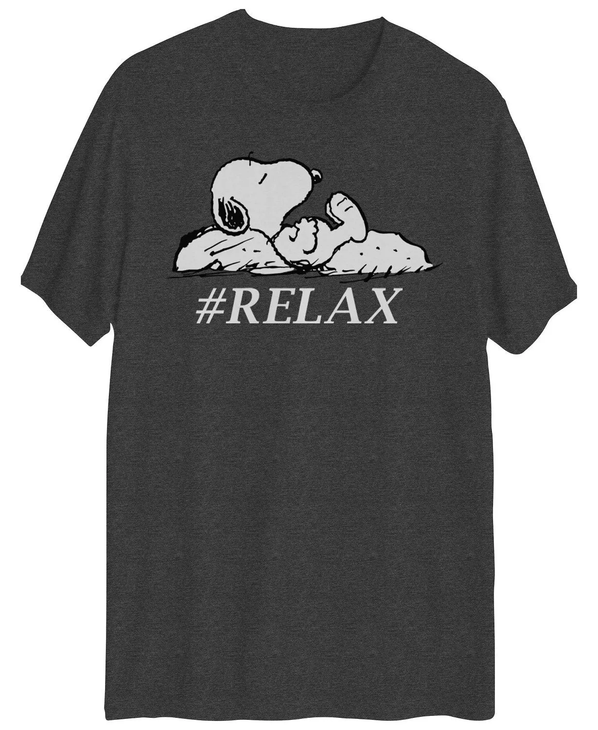 Hybrid Men's Snoopy Relax Graphic Short Sleeves T-Shirt Dark Gray Size Small