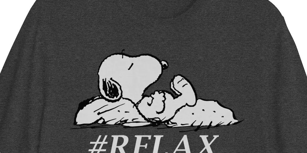 Hybrid Men's Snoopy Relax Graphic Short Sleeves T-Shirt Dark Gray Size Small