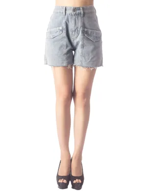 iB-iP Women's High Waisted Cuffed Jeans Casual Denim Shorts