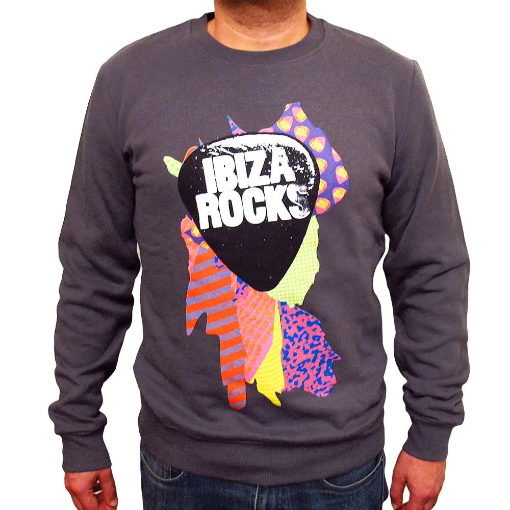 Ibiza Rocks Charcoal Sweater with Colour Splash Logo