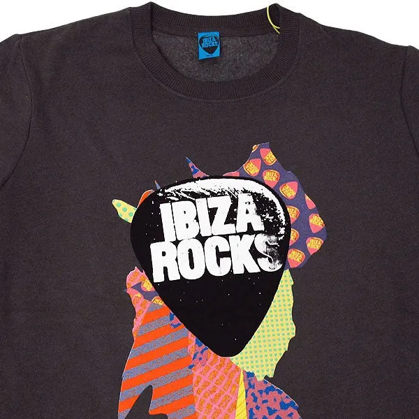 Ibiza Rocks Charcoal Sweater with Colour Splash Logo