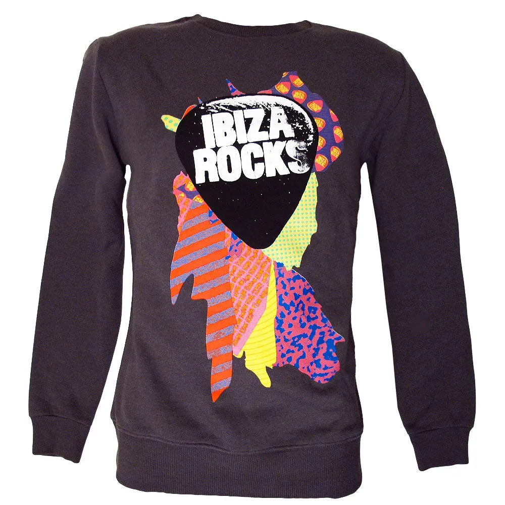 Ibiza Rocks Charcoal Sweater with Colour Splash Logo