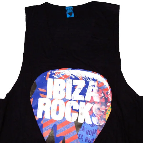 Ibiza Rocks Men's Black Longline Muscle Vest