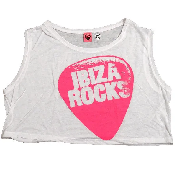 Ibiza Rocks Neon Logo Cropped Vest Top