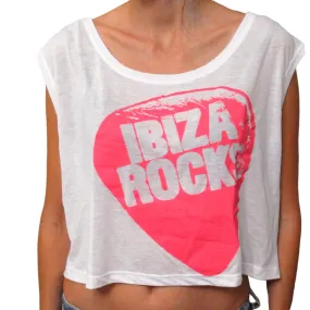 Ibiza Rocks Neon Logo Cropped Vest Top