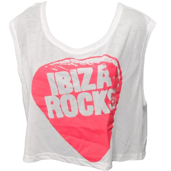 Ibiza Rocks Neon Logo Cropped Vest Top