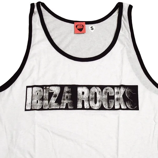 Ibiza Rocks Vintage Contrast Men's White Tank