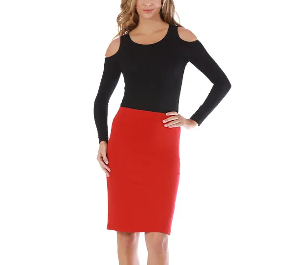 InstantFigure Short Pencil Skirt with Elastic Waist 168024