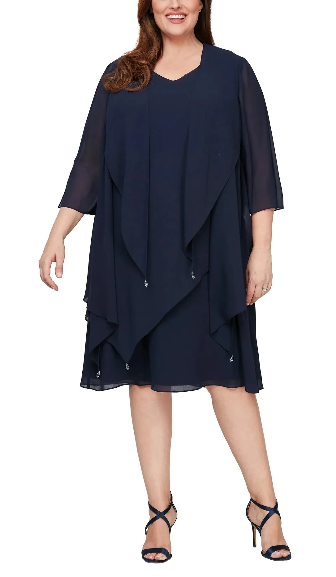 Jeanne Alexander 8492010W Layered PlusSize 2pc Jacket Dress