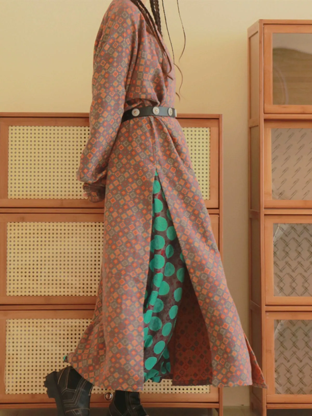 Jingjie Huashu 荆芥花束 Cat Mint Bouquet Modernized Tang Double Sided Cotton Jacquard Yuanlingpao Robe Set