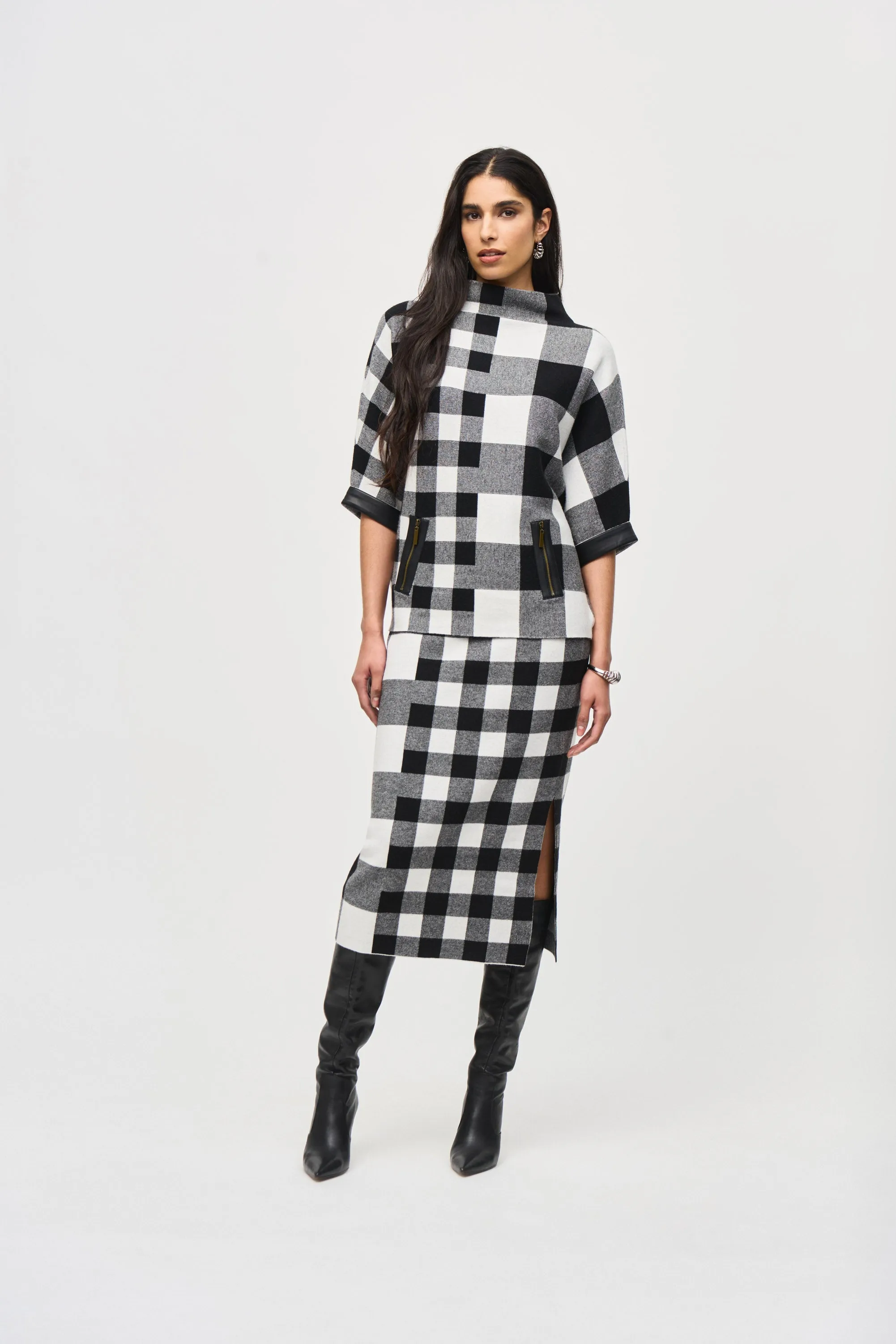 Joseph Ribkoff - Plaid Jacquard Knit Skirt 🇨🇦