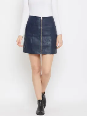 JUMP USA Women Navy Blue Solid Mini Pencil Skirt