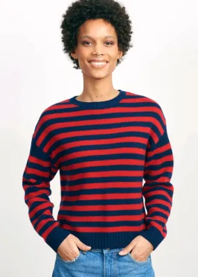 JUMPER 1234 Stripe Cashmere Guernsey Sweater - Navy/Red