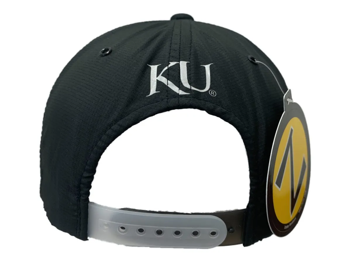 Kansas Jayhawks Zephyr Black Adjustable Snapback Lightweight Runner's Hat Cap