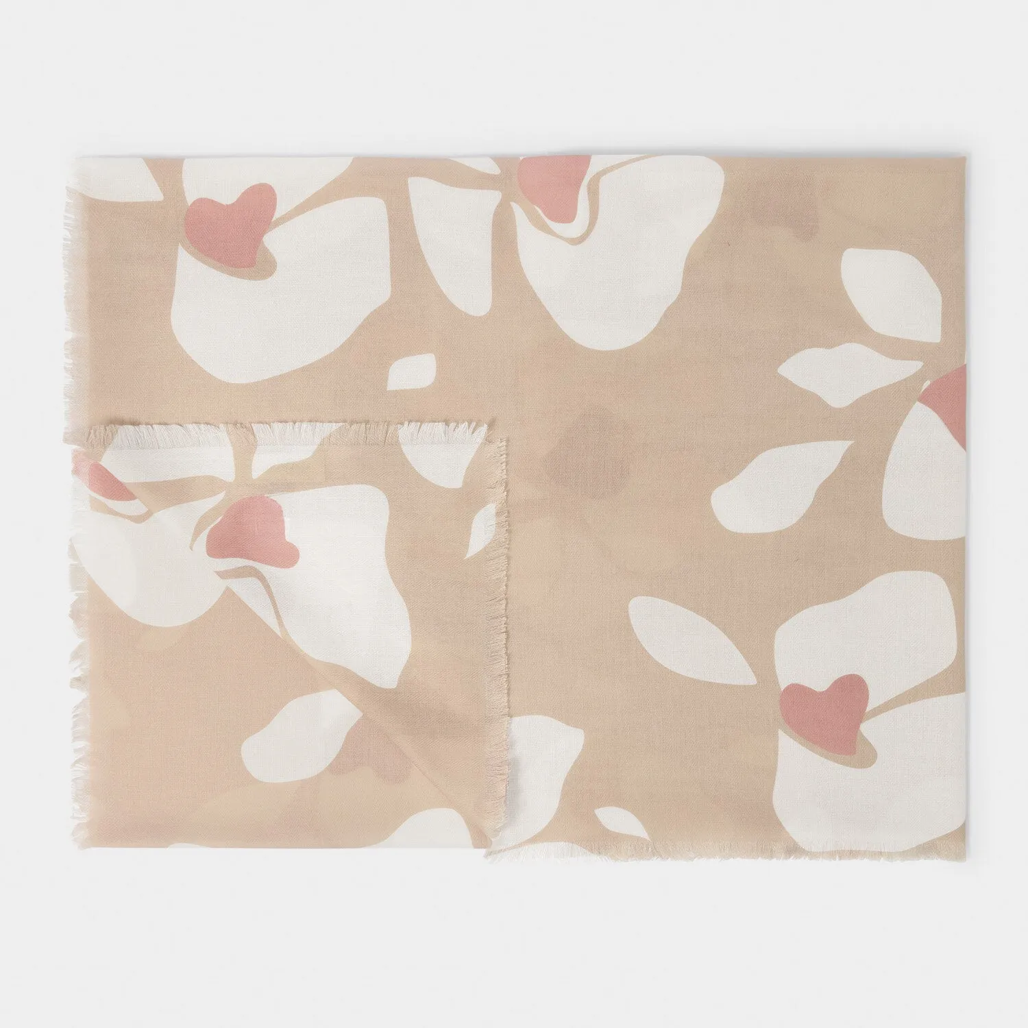 Katie Loxton Nude Pink / Off White / Dusty Rose Floral Printed Scarf KLS592