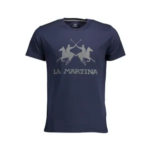 La Martina Chic Crew Neck Cotton Tee in Blue